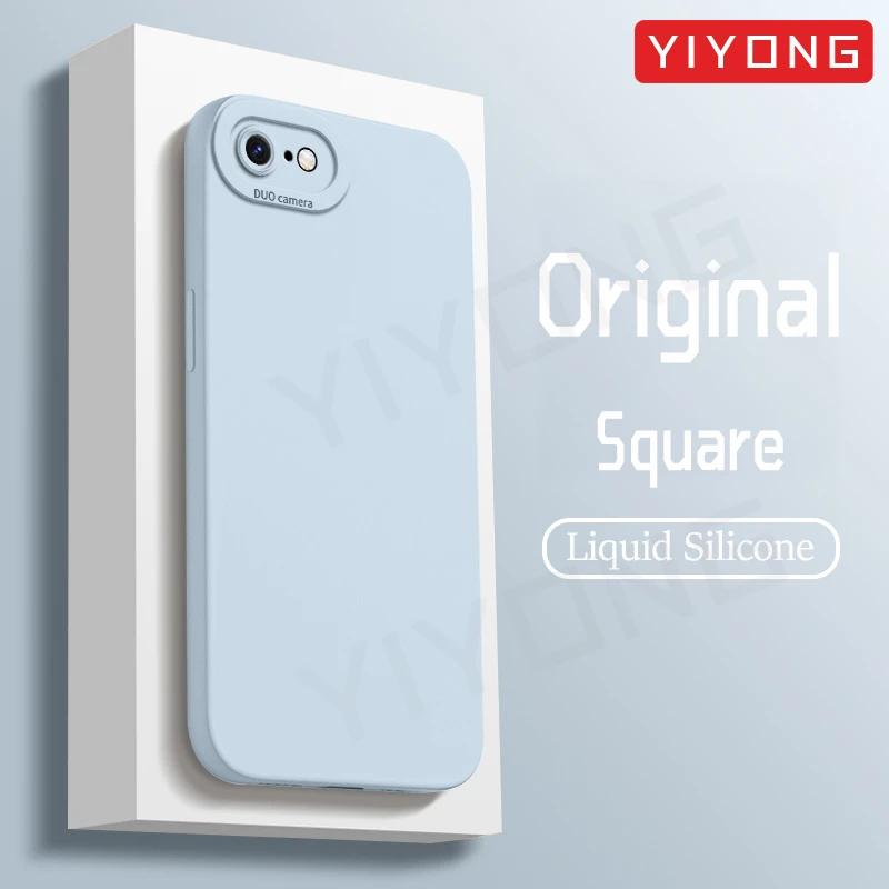 SE 2022 Case YIYONG Original Soft Liquid Silicone Cover For iPhone 7 8