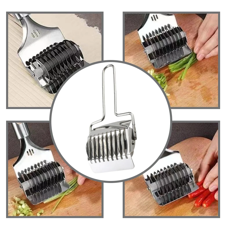 Household Manual Stainless Steel Noodle Cutter Machine Instant Dough Garlic Ginger Roller Cut Knife Makers Kitchen Pasta Tools