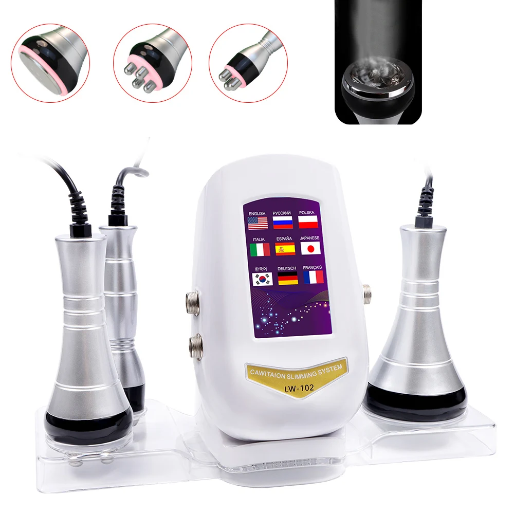 3 in 1 40K Cavitation slimming machine ultrasonic body shaping massage RF facial skin tightening lifting device with stand