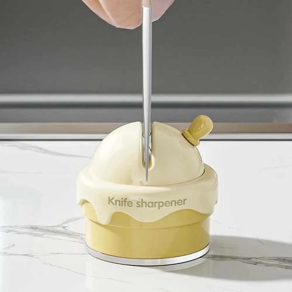 New Ice Cream-Shaped Cartoon Mini Suction Cup Quick Sharpener Professional Household Waterproof Sharpening Stone