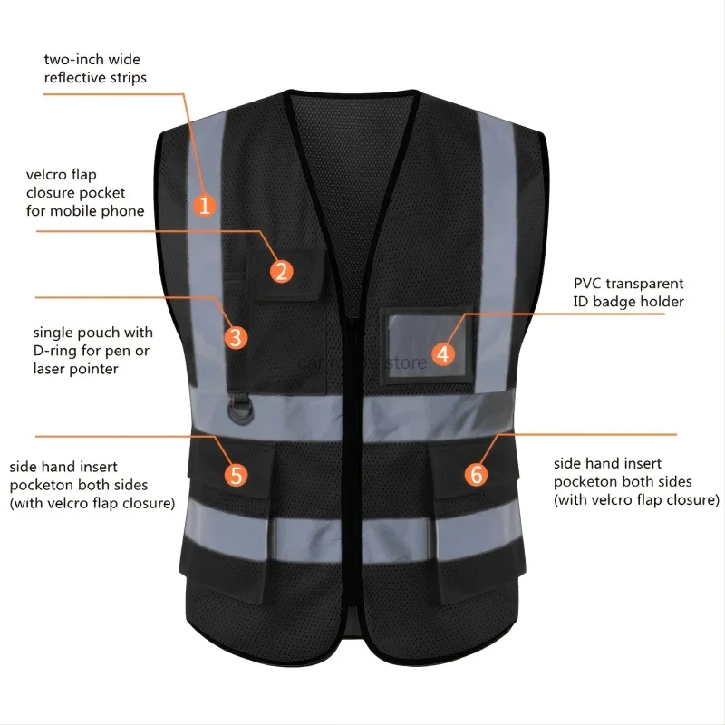 Reflective safety vest printed construction site vest mesh breathable traffic oversized protective fluorescent suit reflective safety vest