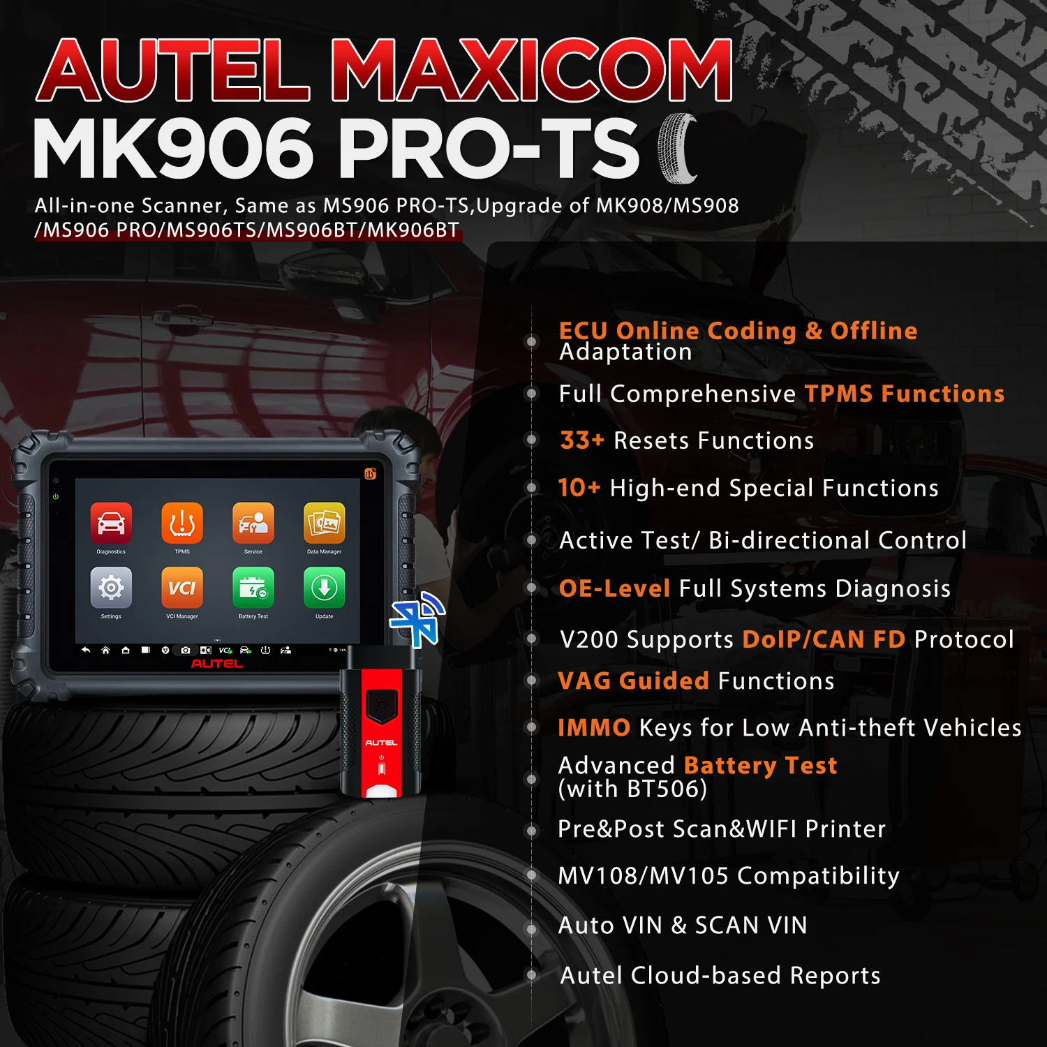 Autel Maxicom Mk906pro Ts Automotive Scanner Top Tpms Programming  Diagnostic Tool,ecu Coding,36 Services Pk Ms906ts Mk906pro Diagnostic  Tools AliExpress