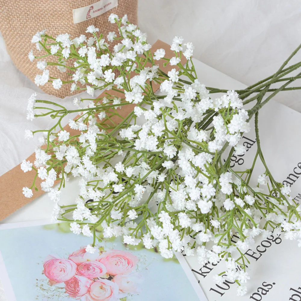 52cm 90 Heads White Babies Breath Artificial Gypsophila Flowers Bouquets Home Garden Wedding Birthday Decoration Fake Flower artificial gypsophila plants
