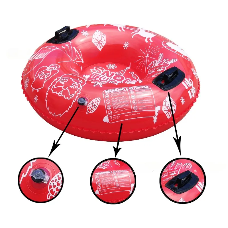 Inflatable Ski Ring PVC Sledding Tube Thicken Snow Tubing Winter Snow Tube With Handle Kids Racer Christmas Skii Sled Board