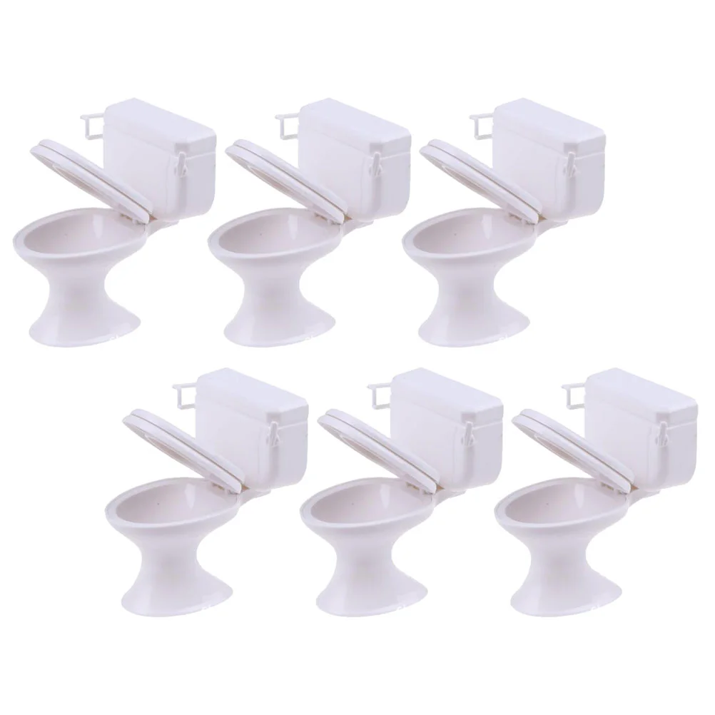 Mini Toilet Seat Toy Doll House Furniture Miniature Bathroom Toilet Toy Tiny Cake Topper Bathroom Furniture Dollhouse