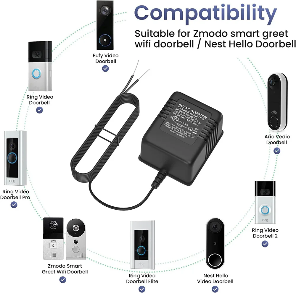 Ring Video Doorbell 18V AC Doorbell Transformer 500mA Power