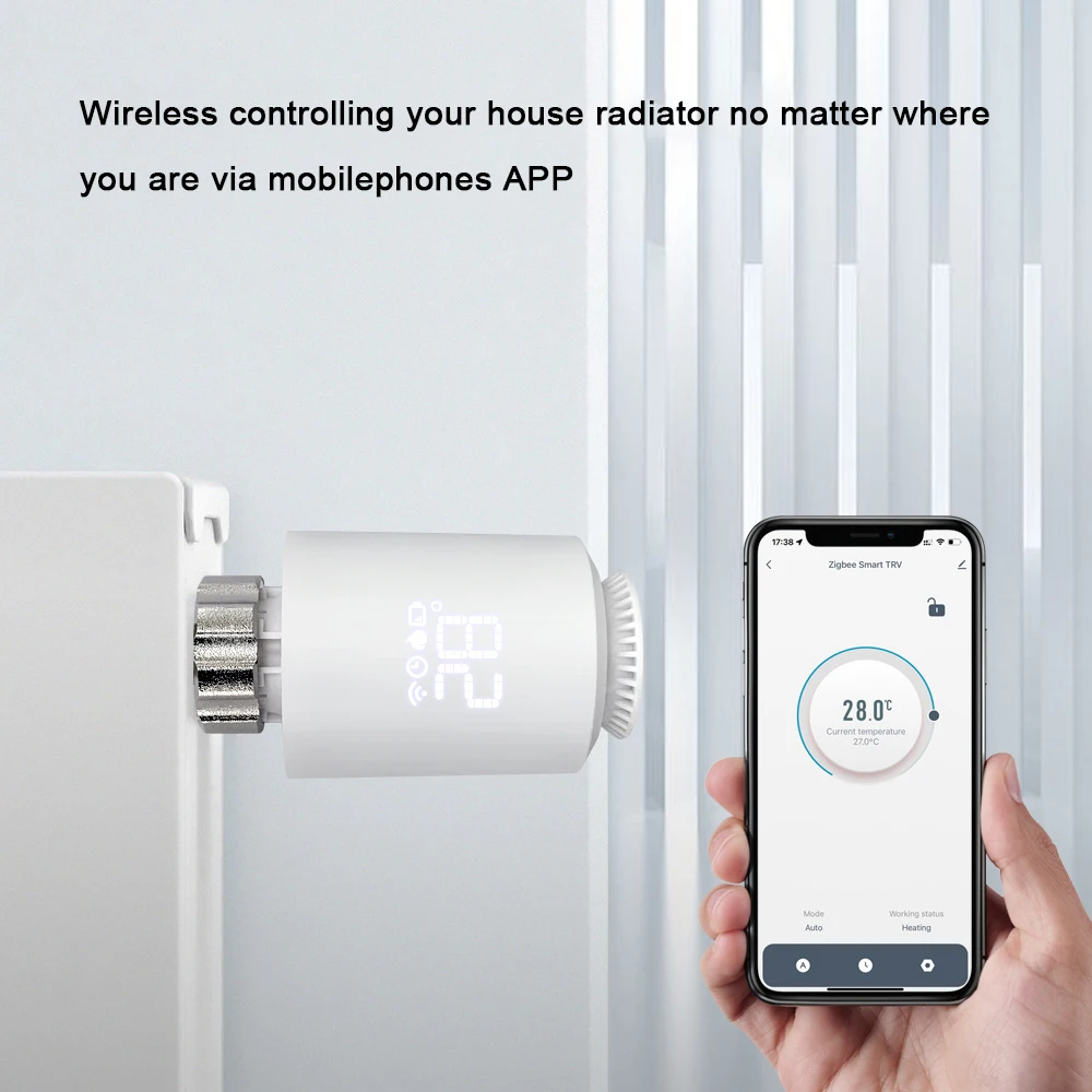 Electric Thermostat, Thermostatic Radiator Valve-Tuya Zigbee Thermostatic Radiator Valves Wireless App Control Heating Thermostat