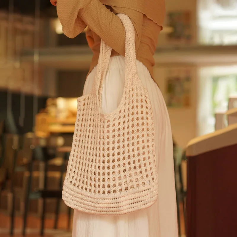 Women Weaving Clutches Top-handle Bag Large Portable Shoulder Bag Summer Beach Purses Shopper Satchel Female Tote Handbags