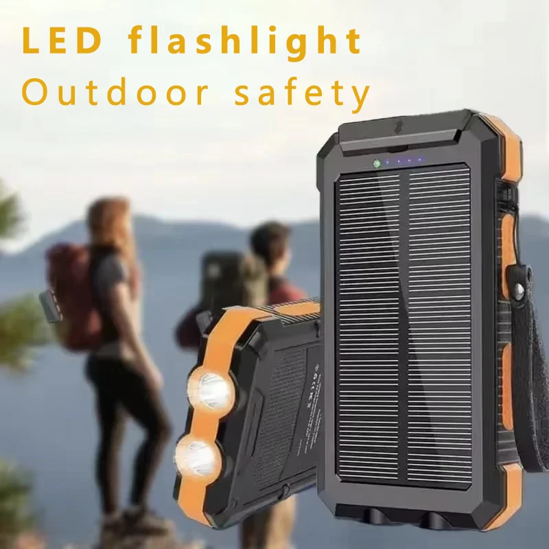Solar power bank, 5000mAh, 10000mAh, 20000mAh, outdoor charging portable, suitable for Xiaomi, Huawei and Apple mobile phones 2