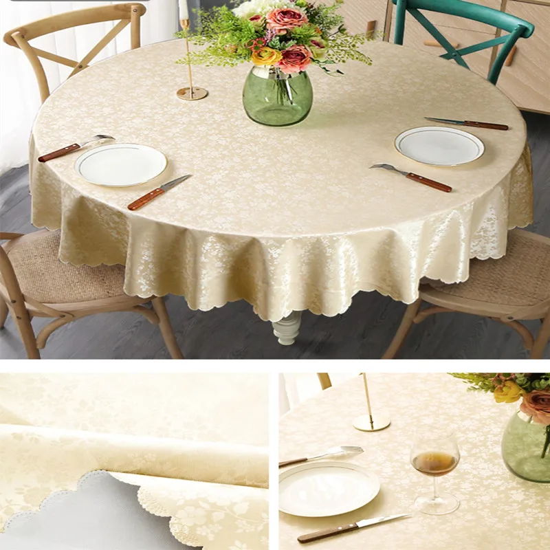 

2024 New Round table cloth waterproof, oil resistant, and wash free tablecloth circular household tablecloth hotel anti scalding