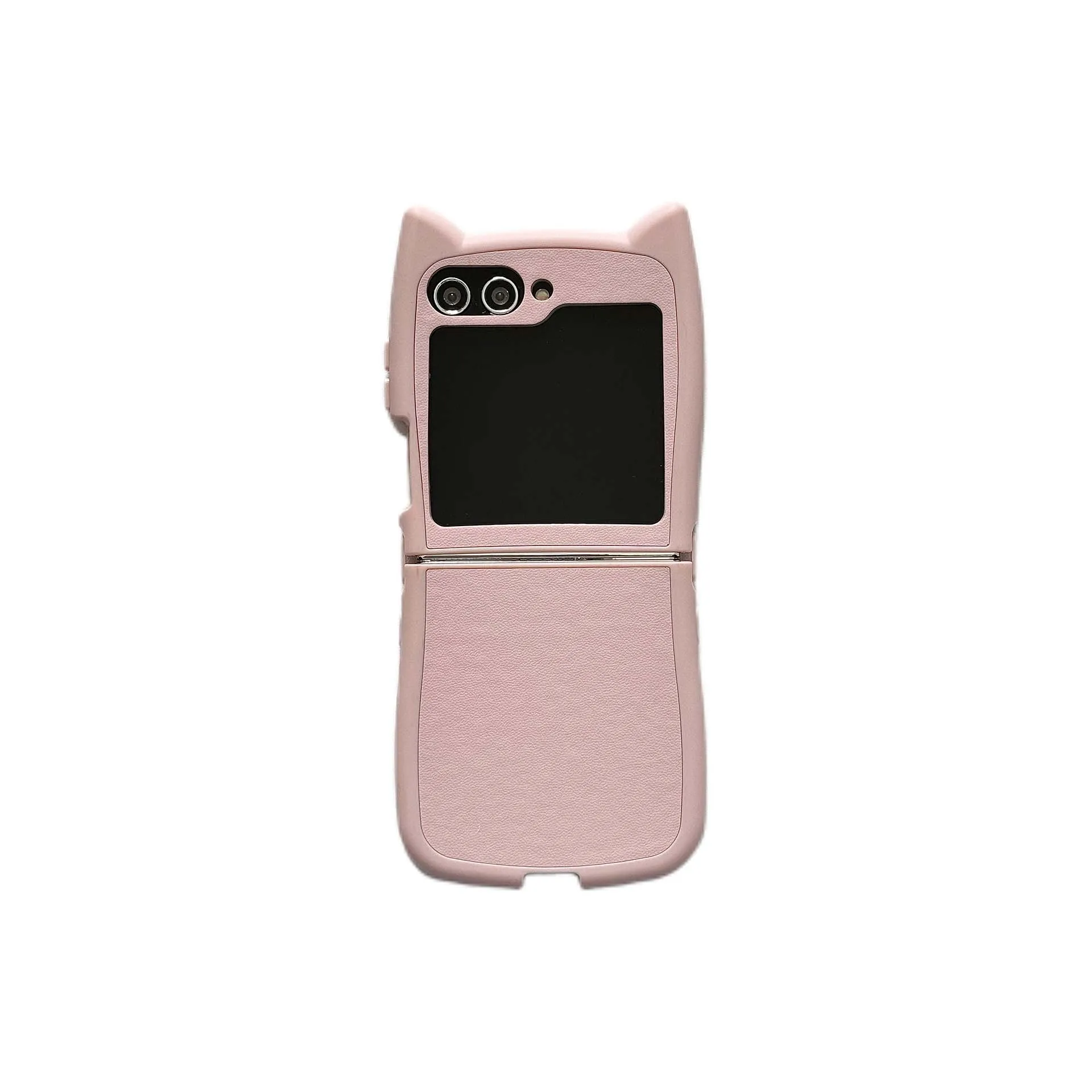 Lovely Cat Ear Cover Luxury Leather Case - Cute Pure Color Phone Case Bumper