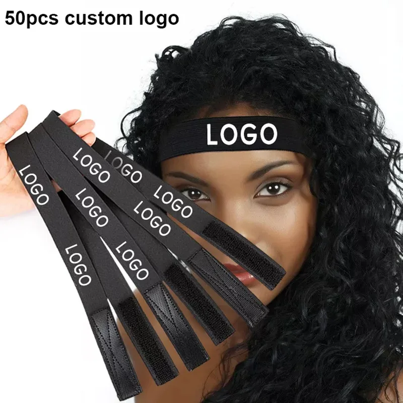 50pcs / lot Wholesale Custom Logo Wig Elastic Band For Edges Wig Melt Band Belt For Hair Edge Slayer Laying
