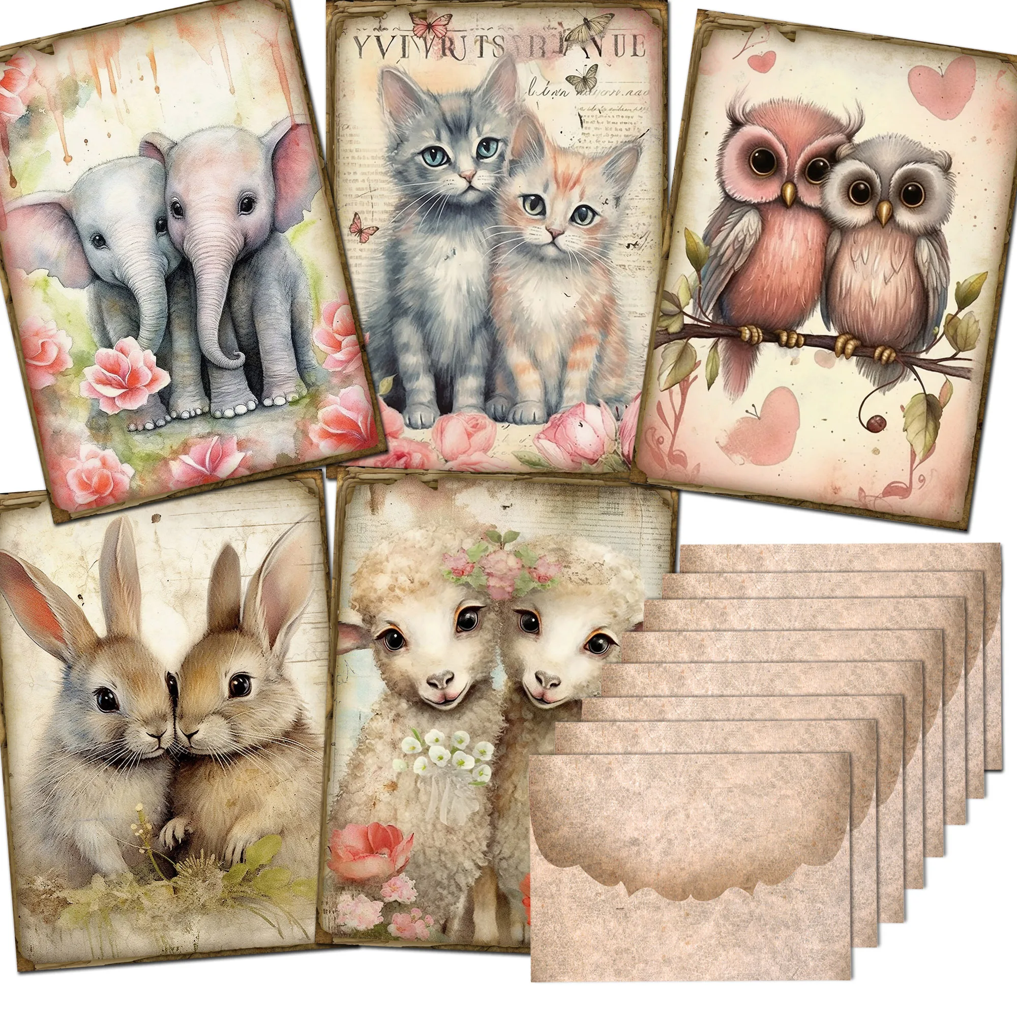 Romantic Animal Valentine's Day Thick Cards Kits with Sticker for Scrapbooking Supplies Junk Journal 68pieces(with 8 envelopes) stickers scrapbooking supplies