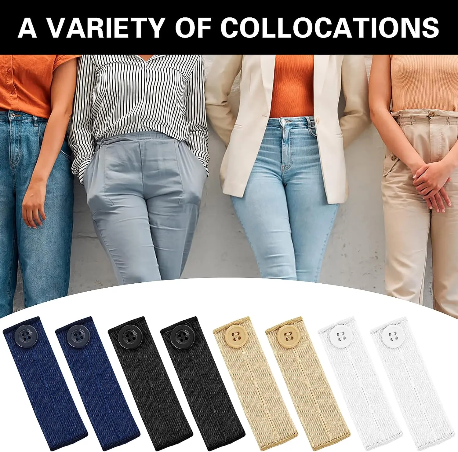 5 teile/los Einstellbare Elastische Taille Extender Gürtel Bund Expander für Männer Frauen Hosen Jeans Hosen Taste Extender – Detail 5