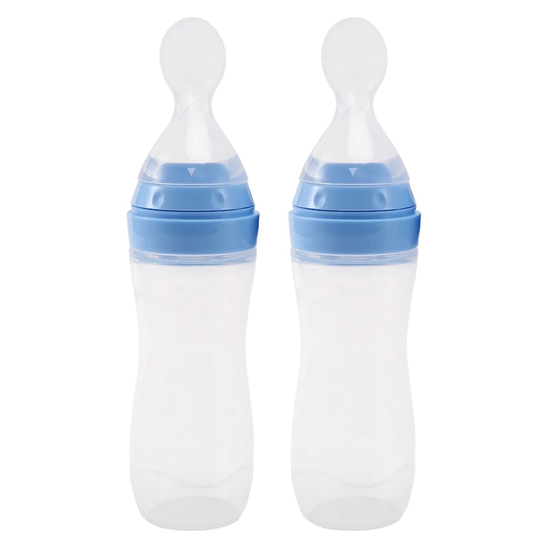

2 PCS Silicone Baby Food Dispensing Spoon (120Ml, Ideal For 4 Months Babies) - Squeeze Feeder With Spoon - Spoon Bottle For Baby