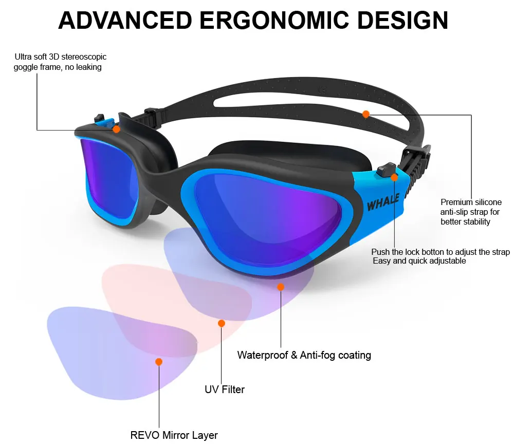 ZIONOR G1 Polarisées Mirror Lunettes de Natation pour Unisex