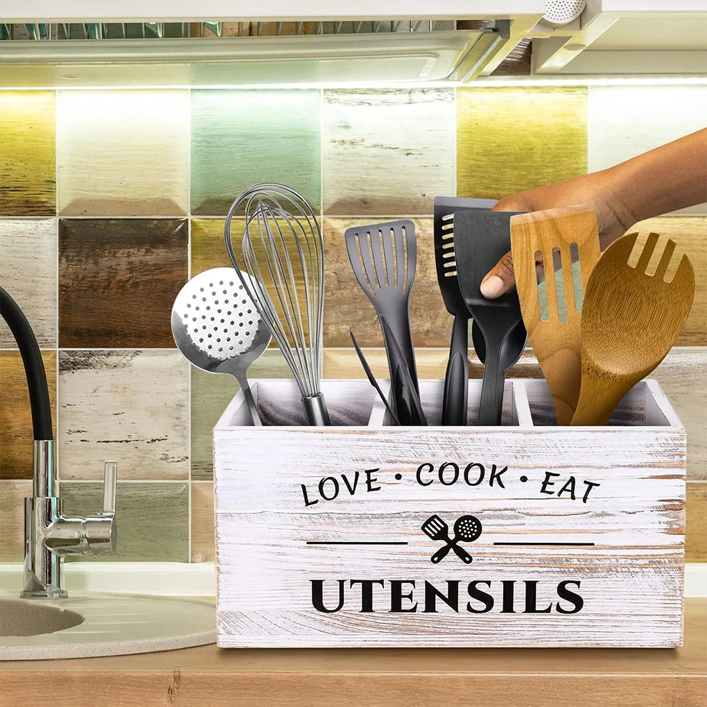 Kitchen ForUtensil Holder With 4 Compartment Storage Dont Have To Worry About Tipping Over Organizer Style 1 5