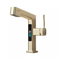 White intelligent digital display multi-function pull-out upflow basin counter basin hot and cold spout single hole faucet 5