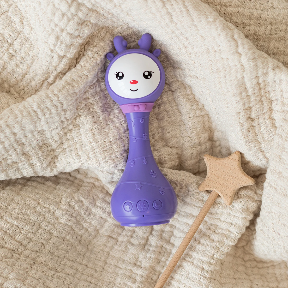 خشخيشة أطفال موسيقى وضوء مستشعر لون