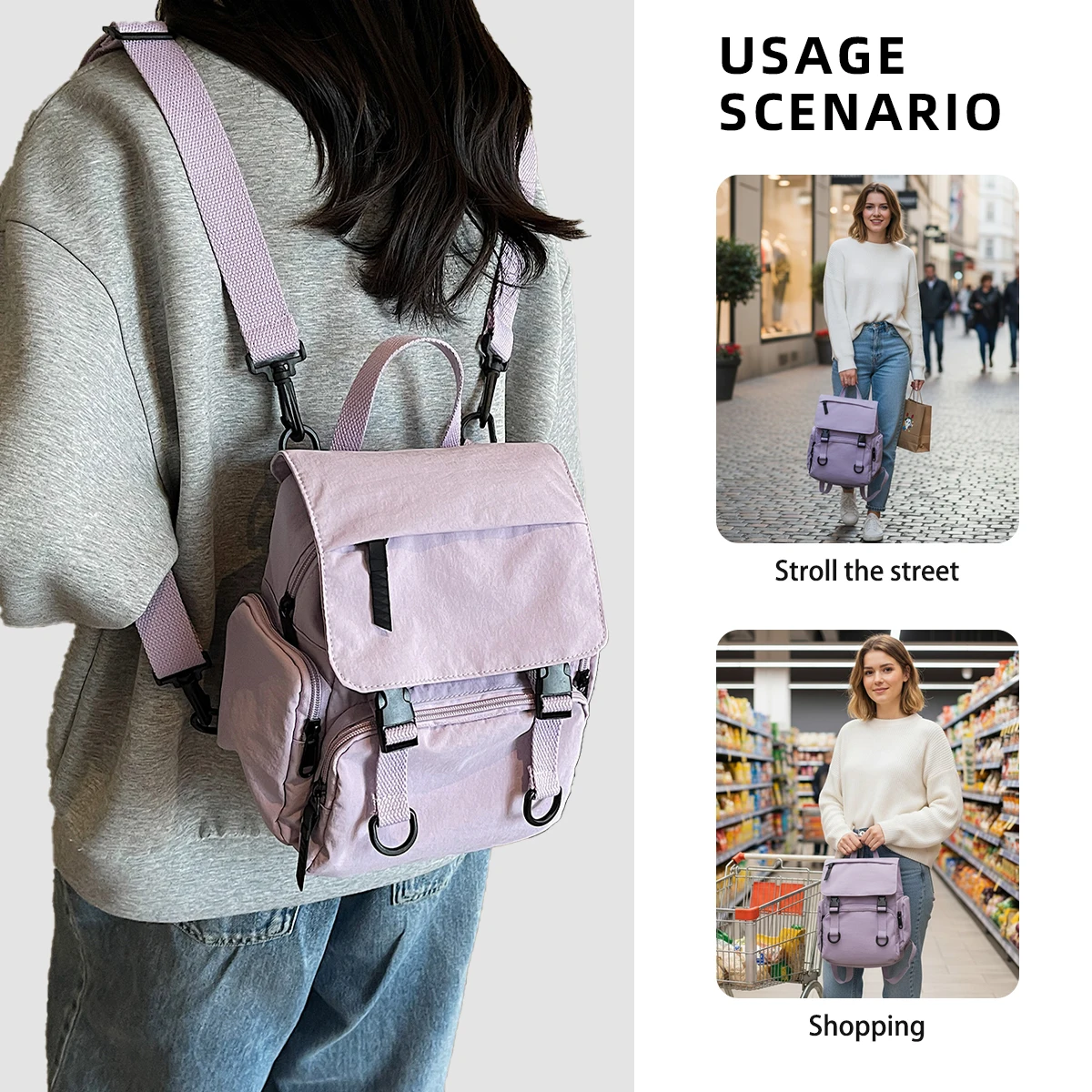 Multifunctional Shoulder Bag, Women's Backpack, Handbag, Crossbody Bag, Travel Lightweight Backpack, Gift, Hiking Bag, Trekking Camping Student Class Breakfast Bag