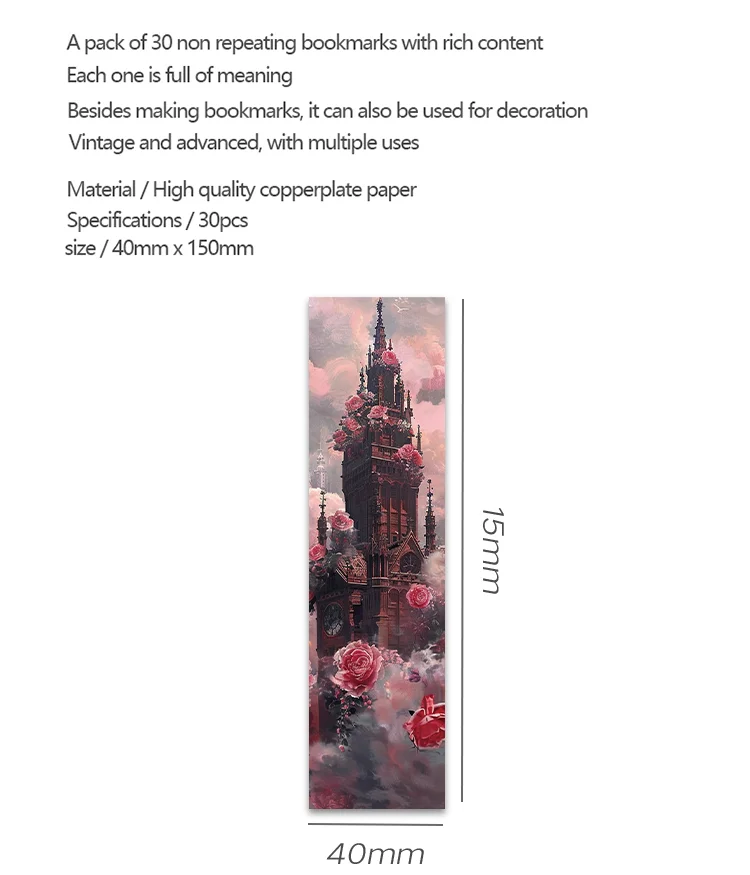 30 Stück Rose Factory Lesezeichen Europäische und amerikanische Architektur Lesebücher Anmerkungen Studentenbedarf Nachrichtenkarten – Detail 2