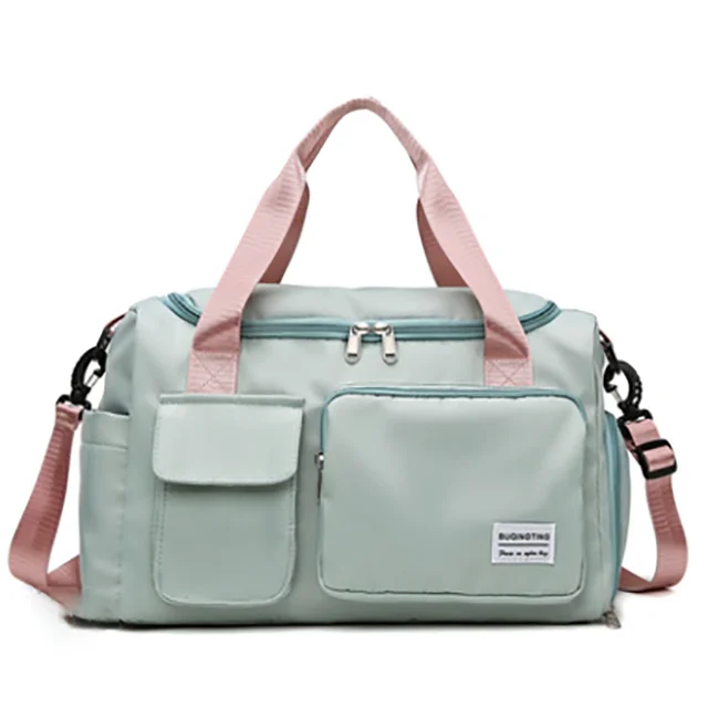 New Travel Bags Hand Luggage Waterproof Sports Fitness Yoga Gym Large Capacity For Women green pink(small)