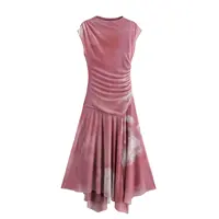 ETJ 2025  Spring New women's beautiful elegant asymmetrical design stand collar pleated silk mesh sleeveless dress - Image 6