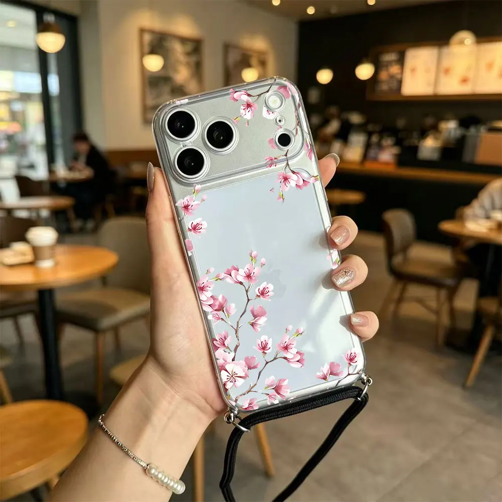 New Fashion Painted Crossbody Lanyard TPU Soft Phone Case