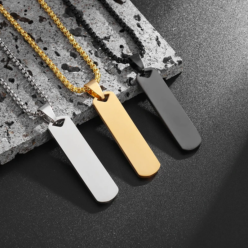 

Simple Stainless Steel Geometric Rectangular Pendant Necklace for Men and Women, Casual Trendy Cycling Accessories Gifts