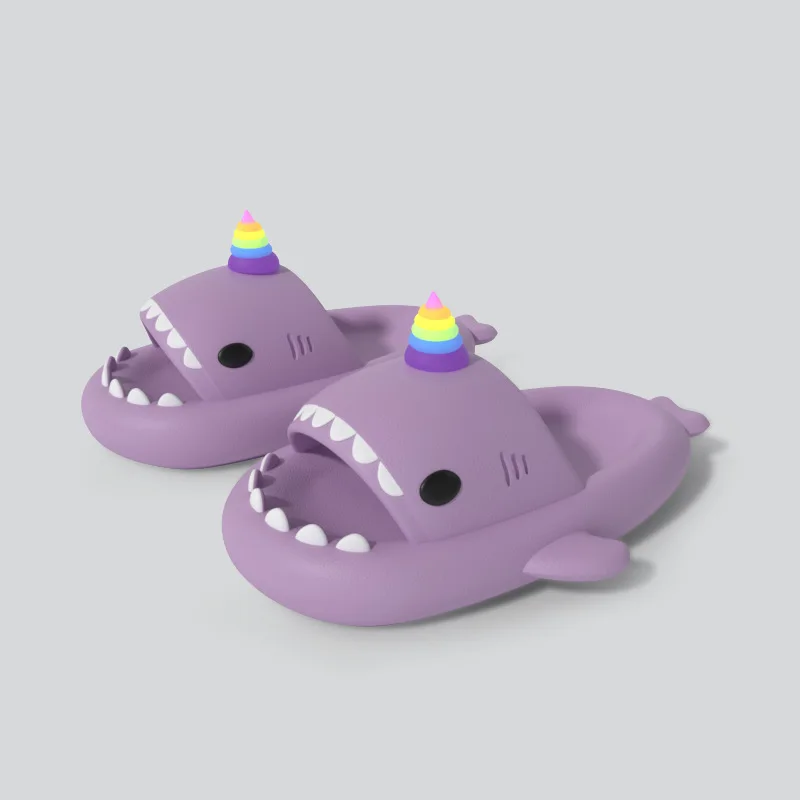 Cute Panda Shark Slippers - Glowing Platform Beach Slides for Couples