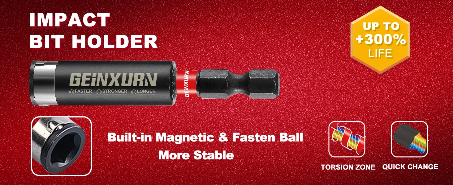 Geinxurn Ultra-Drehmoment-Bit-Set mit SL/PH/TORX/SQ/PZ, Hochharte Multi-Größen-Schraubendreher-Bits, Sechskant-Schlagschrauber-Bits für Schnellarbeiten – Detail 5