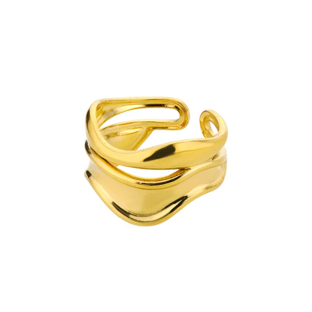 Bagues en acier inoxydable 316L pour femmes, couleur or, anneau ouvert géométrique multicouche, Vintage, étanche, bijoux esthétiques de mariage, cadeau