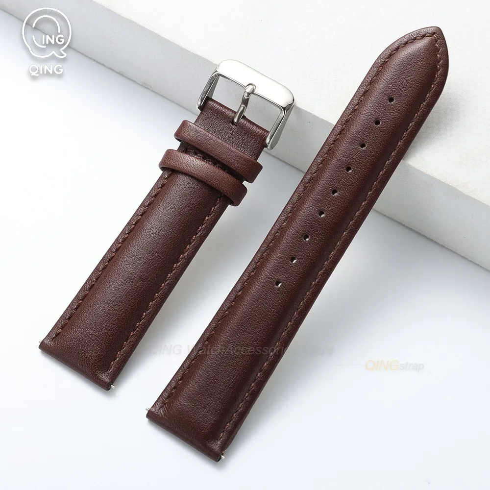 Premium Leather Quick Release Watch Strap - Elegant Calfskin Wristband
