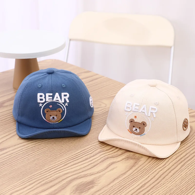 Summer Outdoor Baby Baseball Cap Cartoon Bear Baby Boys Girls Sun Hat Toddler Soft Letter Kids Children Beach Caps baseball cap baby hat kids caps