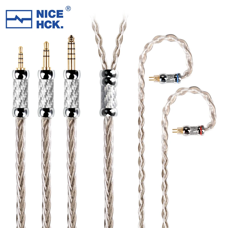 NICEHCK-Câble en alliage plaqué argent SilverCat, fil de remplacement audio HiFi, 8 conducteurs, MMCX, 2 broches, 4.4mm, Carat Rich Zu Fudu, Salle de bain LA ontariMK4