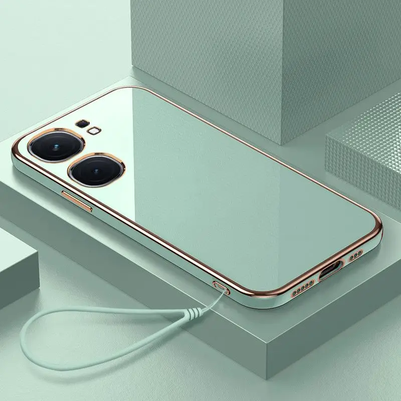 Luxury Square Plating Shockproof Phone Case with Back Cover