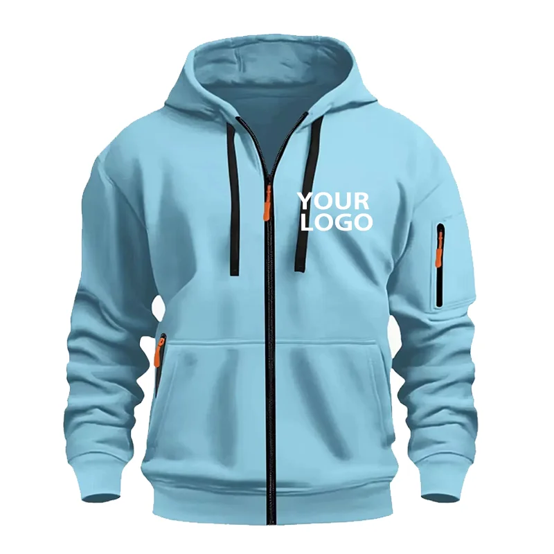 هودي رياضي رجالي سحاب كامل جيب ذراع