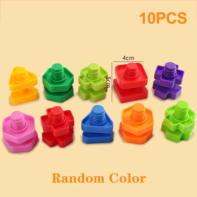 10/20Pcs Set Screw Building Blocks Creative Mosaic Puzzle Toys For Children Plastic Insert Blocks Nut Shape Boys Educational Toy - 10Pcs
