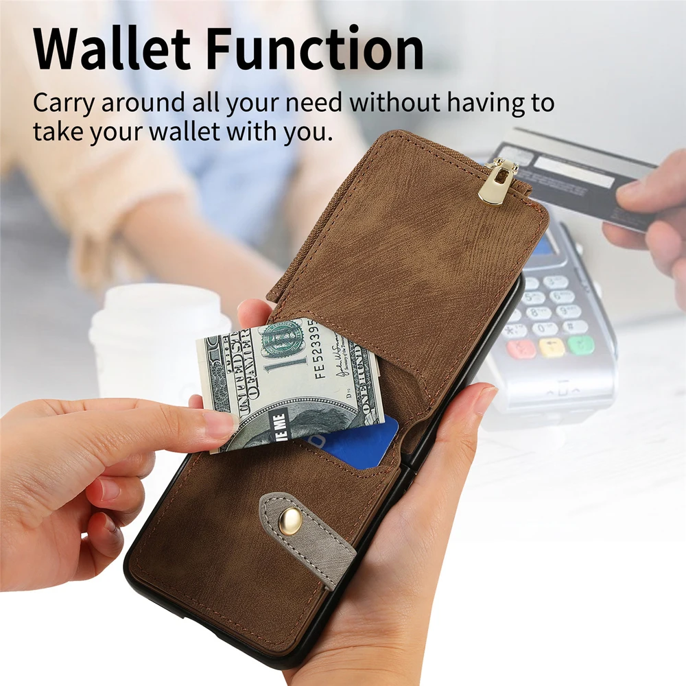 Luxury Leather Wallet Phone Case with Ring and Card Holder