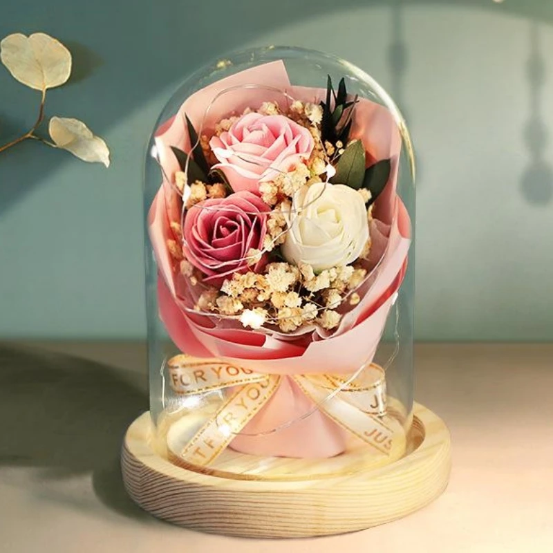 Diameter=23cm Height=25cm 30cm 35cm 40cm Big Size Glass Dome Home Decoration Log Base Transparent Cover DIY Friend Favor Gift 3