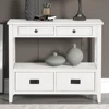 36" Farmhouse Console Table with 4 Drawers & 1 Shelf - Antique White 2