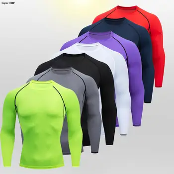 Men Bodybuilding Sports T-Shirt Quick Dry Running Shirt Long Sleeve Compression Top Gym T Shirt Men Fitness Tight Rashgad 1