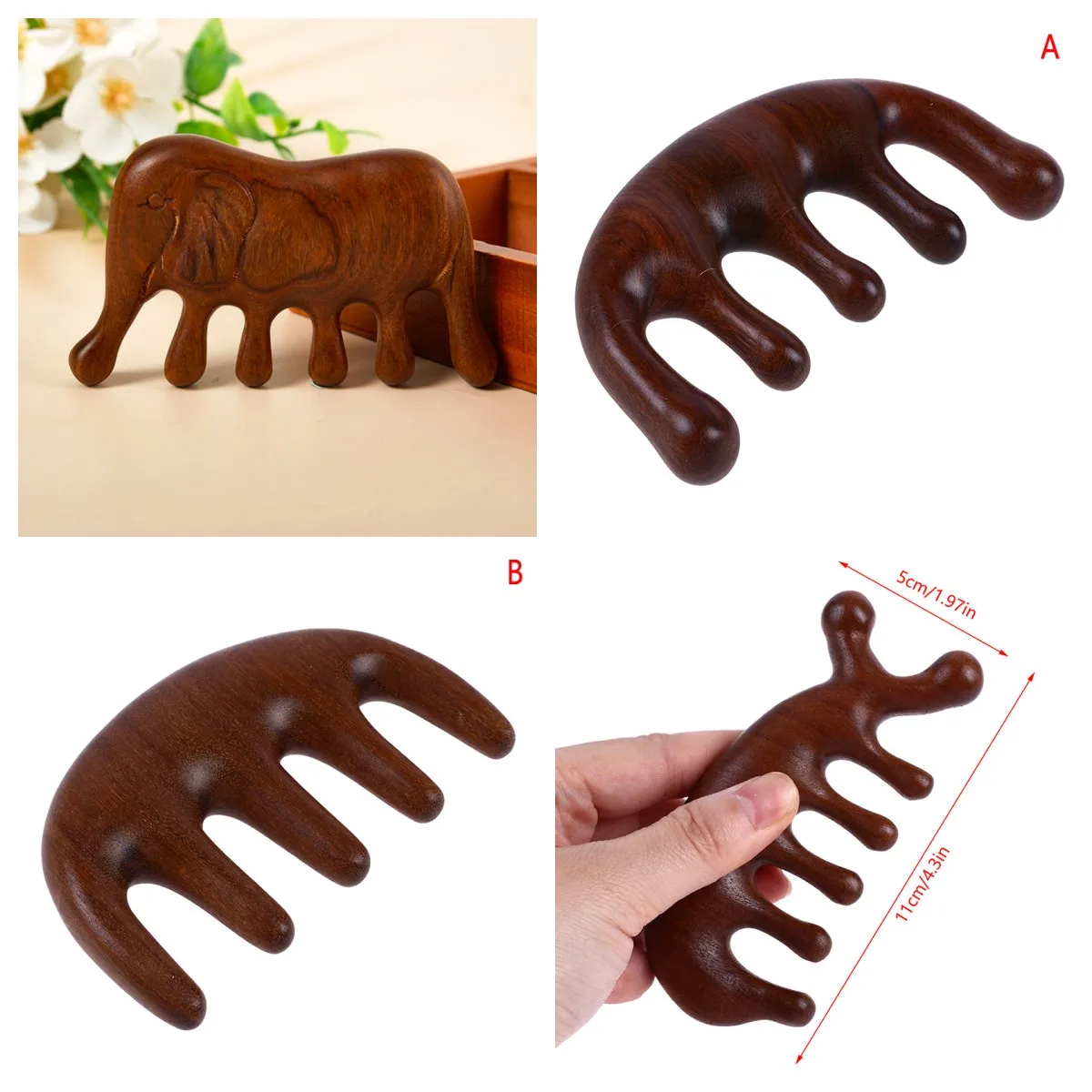 

Body Meridian Massage Comb Sandalwood Wide Tooth Comb Acupuncture Therapy Blood Circulation Anti-static Smooth Hair