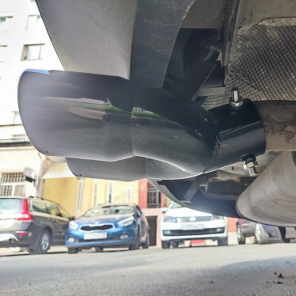 Exhaust Muffler Tip Car Exhaust Pipe Double Outlet Stainless Steel Chrome End Trim Modified Tail Throat Liner 63mm