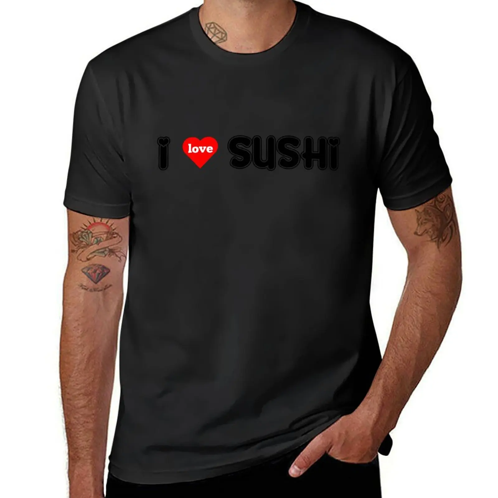

i love sushi T-Shirt summer clothes quick drying plus sizes graphics Men's clothing