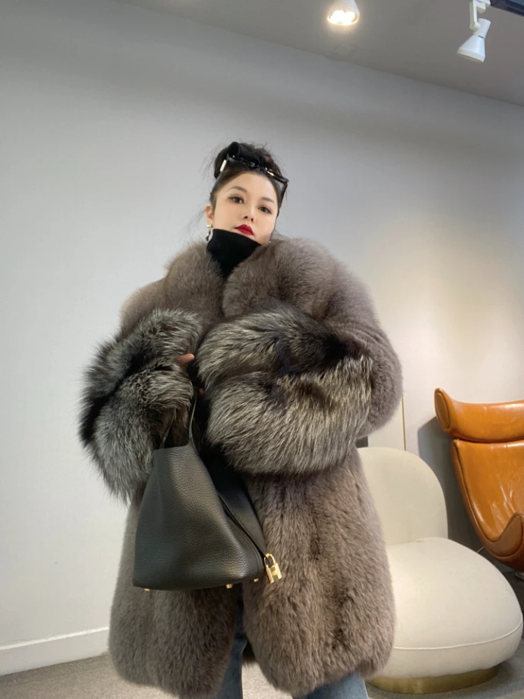 Fangtai 2023 New Winter Warm Luxury Natural Real Fox Fur Jacket For Women Fashion Outwear FemaleVest Coats Free shipping Warm