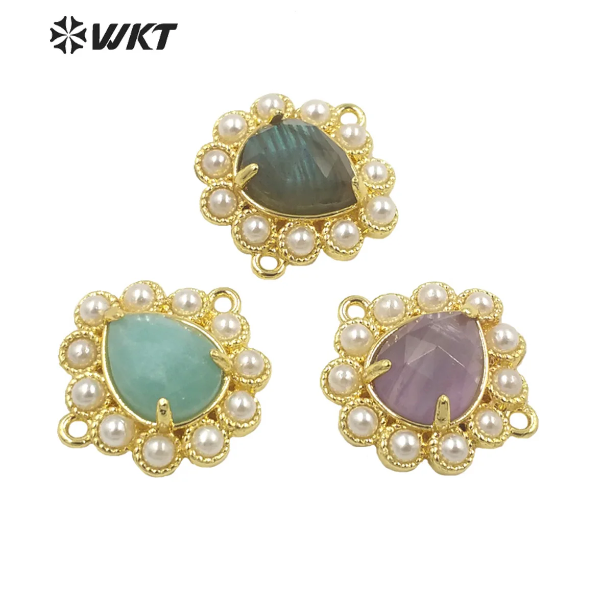 

WT-PC008 Waterdrop Shape Design Colorful Gemstone Amethyst Tiger Eye Stone Accessories For Women Earring Necklace Material