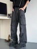 Men's Straight Cargo Pants Spring Summer Safari Style 5 Pockets Baggy Fit Casual Pants Washable Cotton Wide Leg Trousers 5