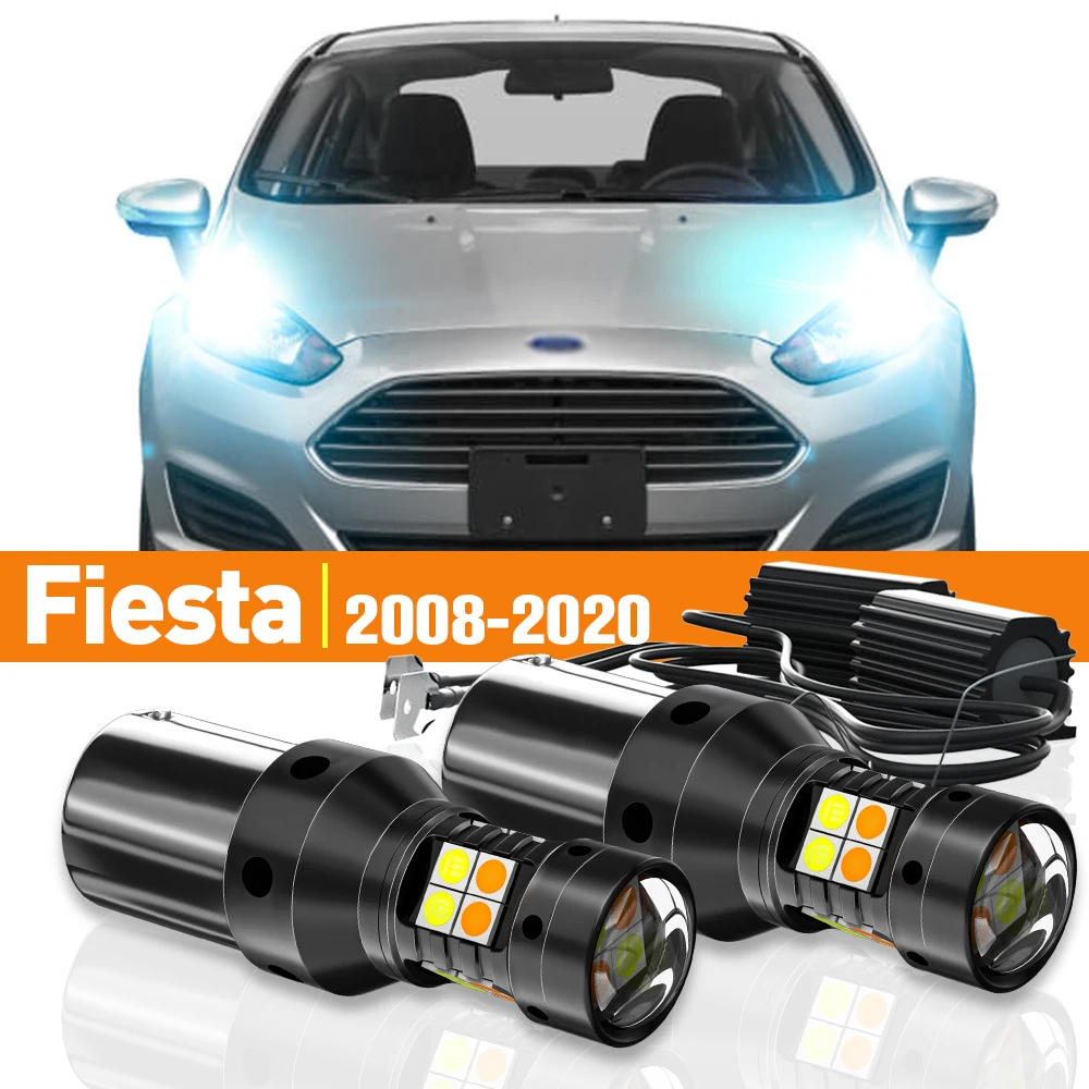 

2x флуоресцентный сигнал поворота двойного режима + дневные флуоресцентные лампы для Ford Fiesta 6 7 2008-2020 2014 2015 2016 2017 аксессуары Canbus