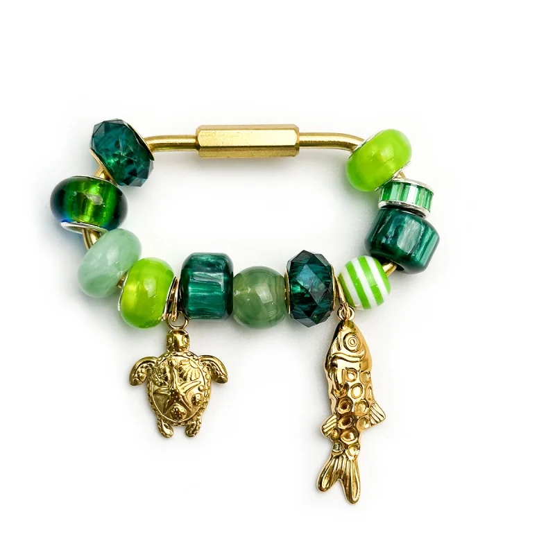 Colorful Beaded Charm Keychain Accessory